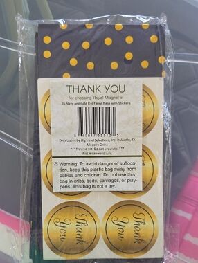 Magnolia Navy Gift Bags with Gold Polka Dots